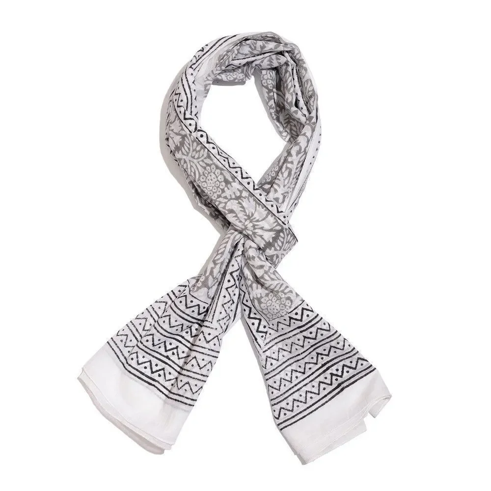 Floral Tribal Pattern Hand Painted Scarf